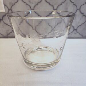 Vintage 1970's Princess House Blown Glass Ice Bucket Heritage Pattern Etched